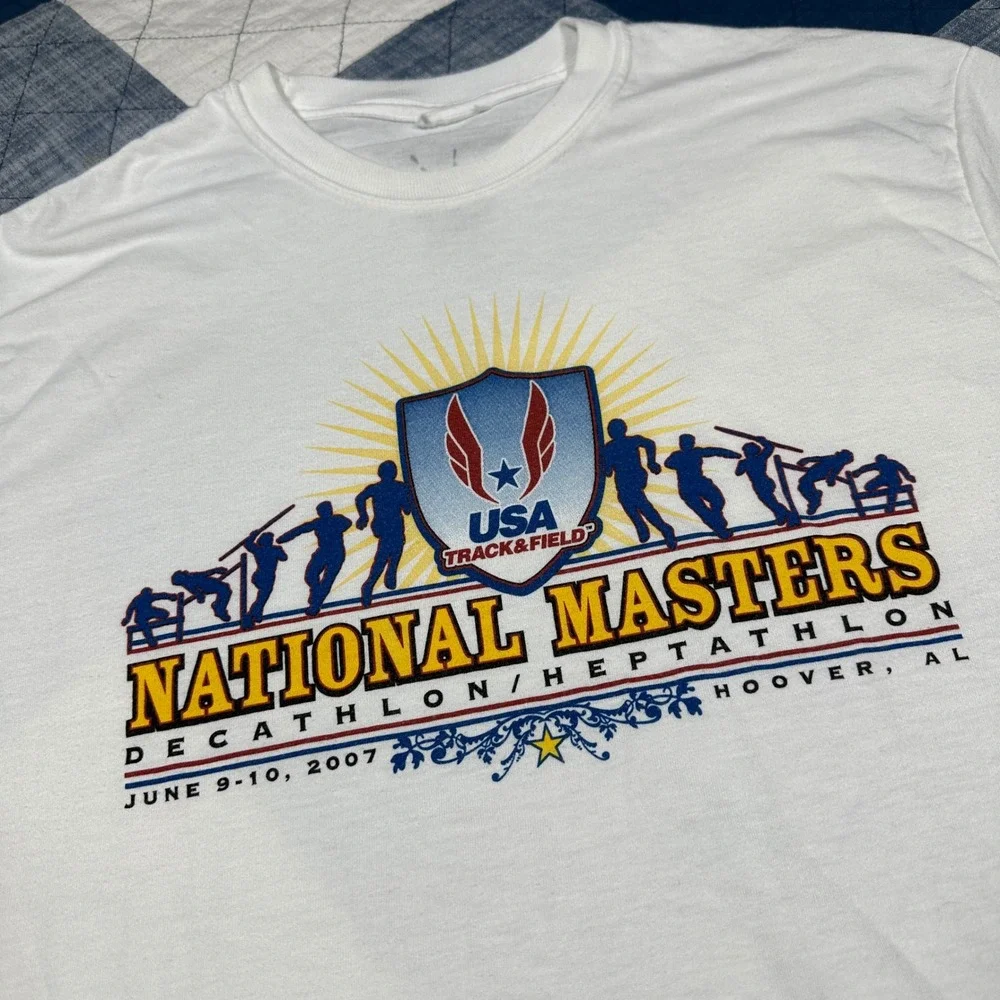 USA Track & Field 2007 National Masters Decathlon Heptathlon T-Shirt White Large